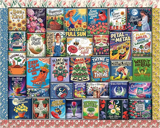 White Mountain 1000 Piece Jigsaw Puzzle Spring Collage Puzzles with Large Pieces Gift for Adults and Family 24"x30" - Wisdom from The Garden