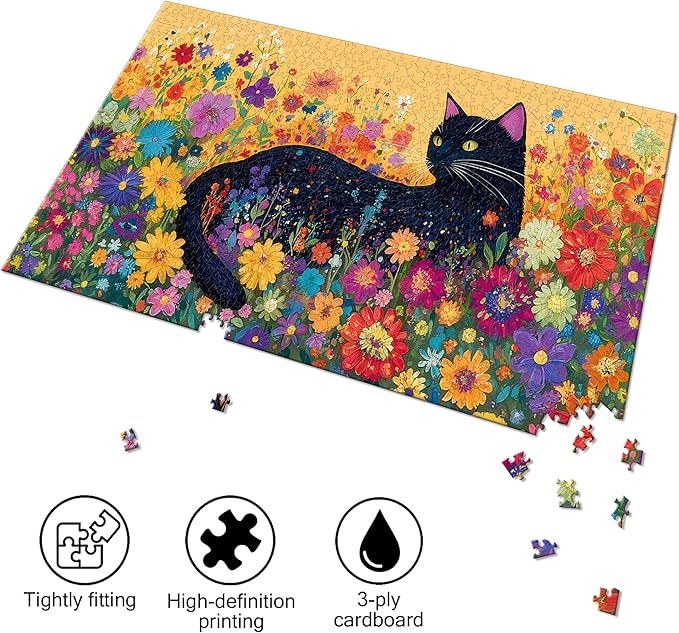 Bimkole Blooming Cat Puzzles for Adults 1000 Pieces, Flower Paper Jigsaw Puzzle 1000 Pieces - Fun and Challenging Family Decoration Puzzle Great Gift Idea, Finished Size is 31.5 x 16.14 in