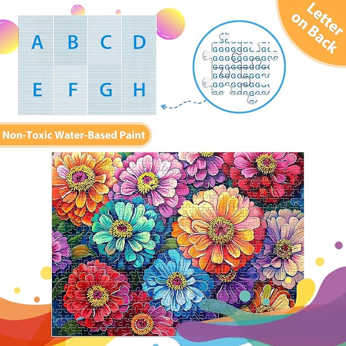 500 Piece Puzzle for Adults Puzzle Flowers, Recycled Cardboar Jigsaw Puzzles 500 Pieces for Elderly, Family Activity Game Great Gift for Mom Dad Friend Difficult Puzzles Size 20.5 x 15 inches