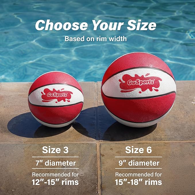 GoSports Water Basketballs 2 Pack - Choose Between Size 3 and Size 6, Great for Swimming Pool Basketball Hoops