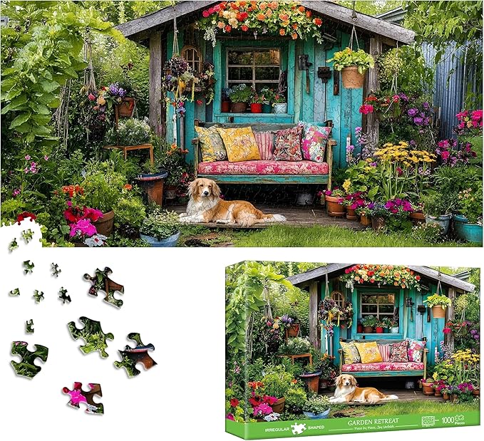 Bimkole Garden Retreat Puzzles for Adults 1000 Pieces, Landscape Paper Jigsaw Puzzle 1000 Pieces - Fun and Challenging Family Decoration Puzzle Great Gift Idea, Finished Size is 31.5 x 16.14 in