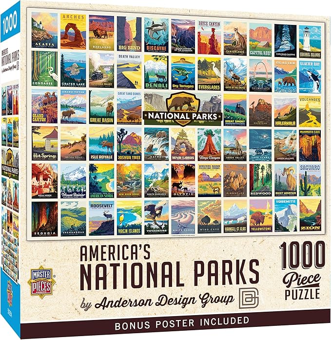 MasterPieces National Parks Maps 1000 Piece Jigsaw Puzzle for Adults, Family, Or Youth - America's National Parks by Anderson Design