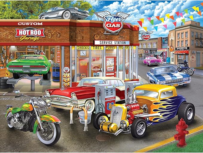 RoseArt - American Nostalgia - Hot Rod Garage - 550 Piece Jigsaw Puzzle for Adults