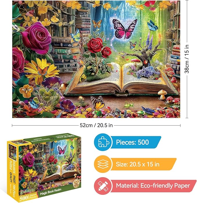 500 Pieces Puzzle for Adults, Puzzles for Adults 500 Pieces, Spring Roses Jigsaw Puzzle, Challenging Puzzle Perfect for Game Nights, 20.5 X 15 in