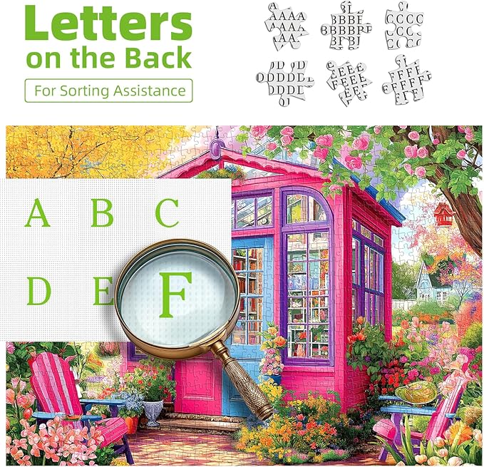 MINIWAN 500 Piece Puzzles for Adults - Colorful Garden House Jigsaw Puzzle, 23x15 Inches with Unique Irregular Shaped Pieces for Relaxation & Home Wall Decor