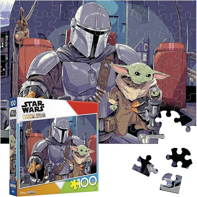 Buffalo Games - Star Wars - The Mandalorian and The Child - 100 Piece Jigsaw Puzzle for Families -Challenging Puzzle Perfect for Game Nights - Finished Size is 15.00 x 11.00