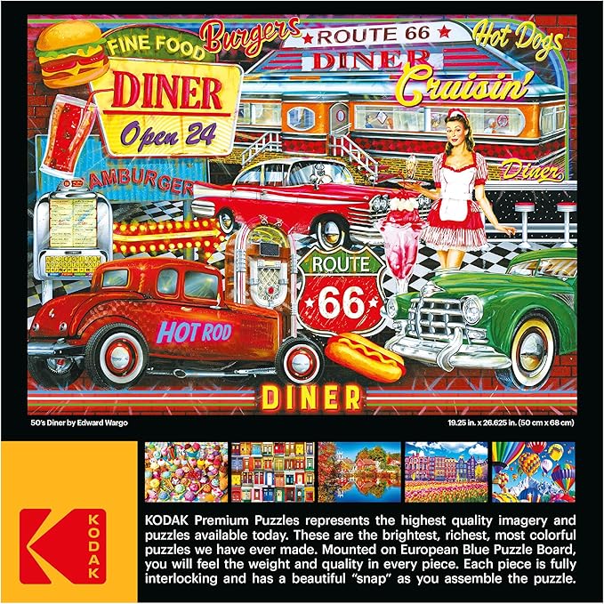 RoseArt - Kodak Premium - 50's Diner - 1000 Piece Jigsaw Puzzle for Adults