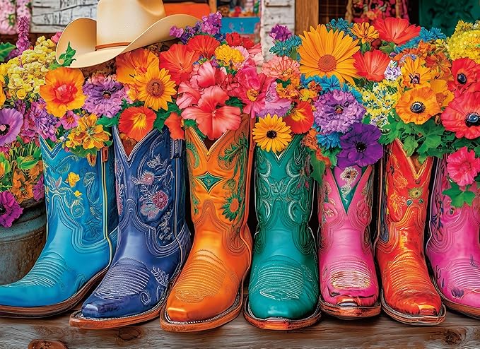 500 Piece Puzzles for Adults Colorful Boots & Hat 20.5 x 15 Inch 500 Piece Jigsaw Puzzles for Adults Educational Challenge