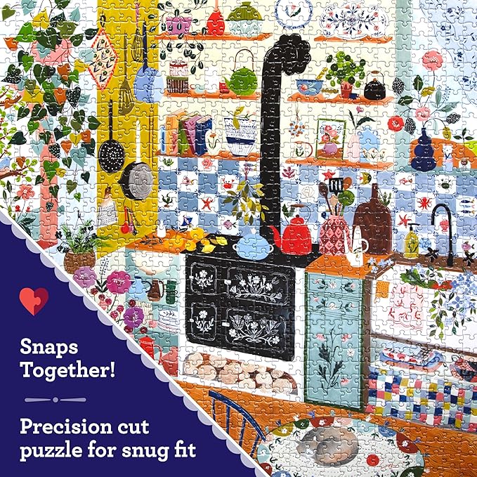 eeBoo 1000 Piece Puzzle - Morning Kitchen Jigsaw Puzzle for Adults, Square 23" x 23" Made with Recycled Board & Vegetable-Based Ink