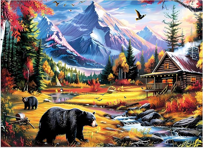 500 Pieces Jigsaw Puzzles for Adults Puzzle Bear Mountain Nature Puzzle for Elderly, Recycled Paper Puzzle 500 Pieces, Challenging Puzzle Family Game Great Gift for Friends, 20.5 x 15 Inch