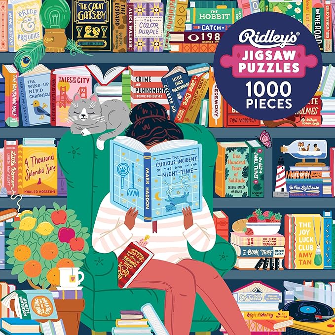 Ridley's: 50 Must-Read Books Bucket List 1000-Piece Puzzle - Unique Art Style for Book Lovers - Library or Office Décor After Completion
