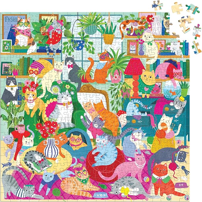 Mudpuppy Caturday Afternoon – 500 Piece Family Puzzle with Colorful and Fun Illustrations of Cozy Cats for Children Ages 8 and Up