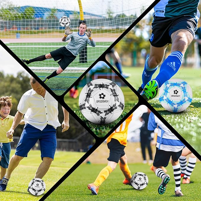 Soccer Ball Size 3,4,5 Two Pack,Classic Indoor Outdoor Soccer with 1 Pump 2 Net Bag and 2 Needle,Long-Lasting for Training, Games, Outdoor & Indoor Play Ideal Gift for Boys Girls Youth Adult