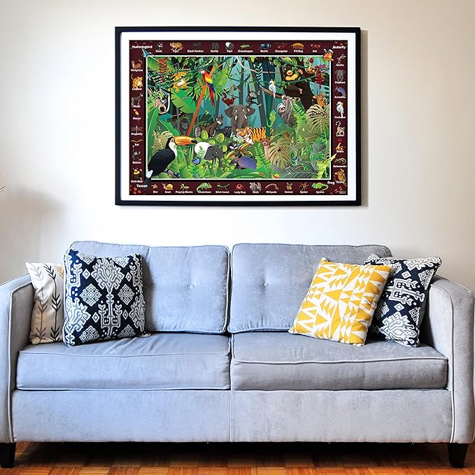 Think2Master Rainforest Jungle Animals 500 Pieces vith Large Pieces Jigsaw Puzzle for Seniors, Adults & Families. Great Gift Size: 26.8” X 18.9”