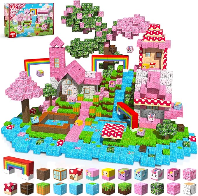 Goody King 150PCS Magnetic Blocks - Unicorn Magnetic Building Blocks, Stacking Magnets for Kids, Strong Magnets, Sensory Toy for STEM Learning Toys for Kids 3+ Boys and Girls Easter Birthday Gifts