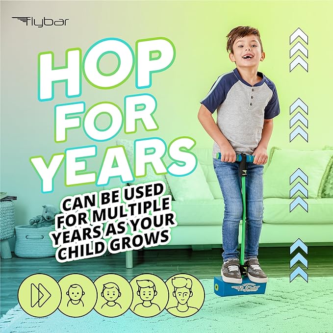 Flybar My First Foam Pogo Jumper for Kids Fun and Safe Pogo Stick for Toddlers, Durable Foam and Bungee Jumper for Ages 3 and up, Supports up to 250lbs
