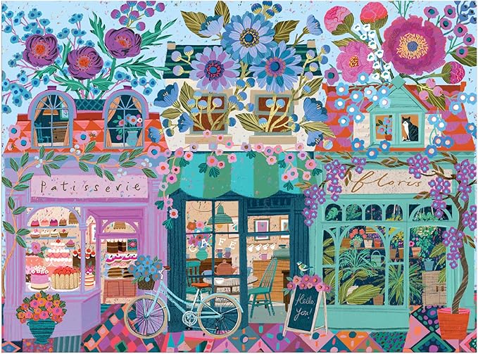 Galison Open for Blossoms – 1000 Piece Jigsaw Puzzle Featuring Beautiful Artwork of A Storefront Adorned with Blossoming Florals