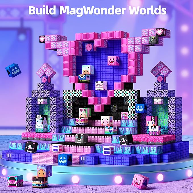GobiDex 200PCS Magnetic Building Blocks for Kids, STEM Toys to Build MagWonder Castle & World, Creative Sensory Play Gift for Girls Ages 3+