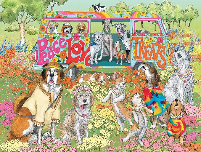 Crown Point Graphics Peace Love Treats 500 Piece Jigsaw Puzzle, Soft Touch Design, Made in USA