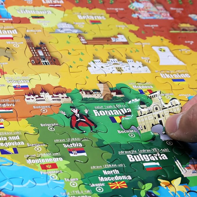 Think2Master Colorful Map of Europe 500 Pieces Jigsaw Puzzle with Very Large Pieces for 13+, Adults & Seniors. Great Gift for Interest in The European Map. Size: 26.8” X 18.9”