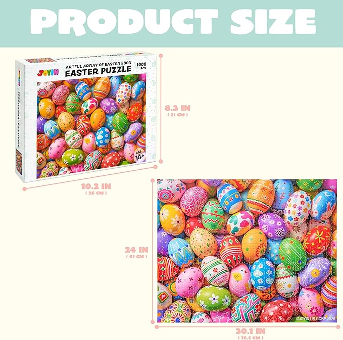 JOYIN Easter 1000 Pieces Jigsaw Puzzles (30 x 24 inches) Eggs Theme Puzzles, Easter Educational Party Favors Plush Basket for Kids and Adults of All Ages.