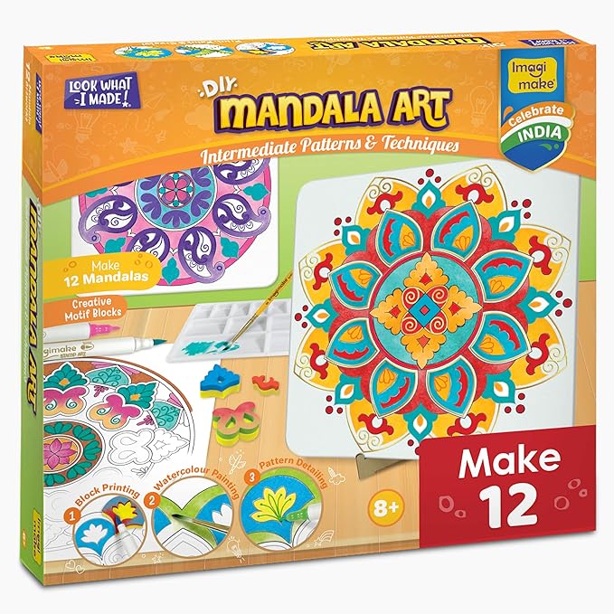 Imagimake Mandala Art Kit | 12 Exciting Kids Activities | Arts and Crafts for Kids Ages 8-12 | Painting Kit for Adults | Easter Crafts | Birthday Gifts for Girls 8,9,10,11,1 2,13,14,15,16 Years Old