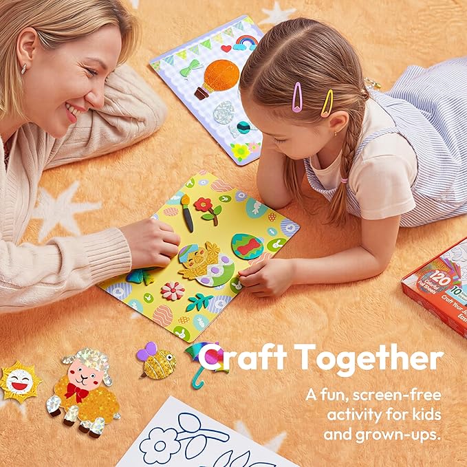 Klever Kits Easter Foil Art Kit for Kids - Arts & Crafts Supplies, Mess Free Coloring, Easter Basket Stuffers, Foil Foam Stickers, Creative Travel Toys, Birthday Gifts for Boys & Girls Ages 4 and Up