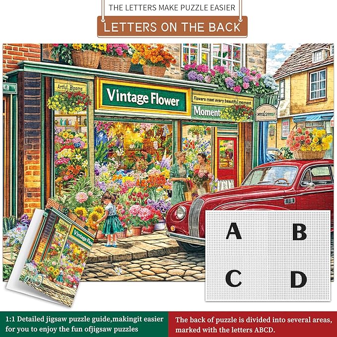 Jigsaw Puzzles for Adults 1000 Pieces, Interlock Perfectly No Dust, Impossible Difficult Hard Fun 1000 Piece Jigsaw Puzzles for Adults-1:1 Poster-Flower Shop