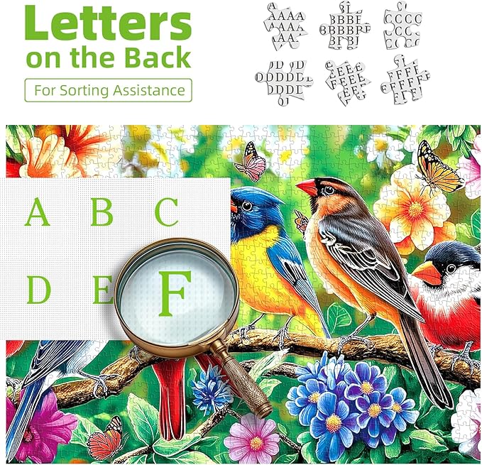 MINIWAN 500 Piece Puzzles for Adults - Vibrant Songbird Floral Jigsaw Puzzle, 23x15 Inches with Unique Irregular Shaped Pieces for Relaxation & Home Wall Decor