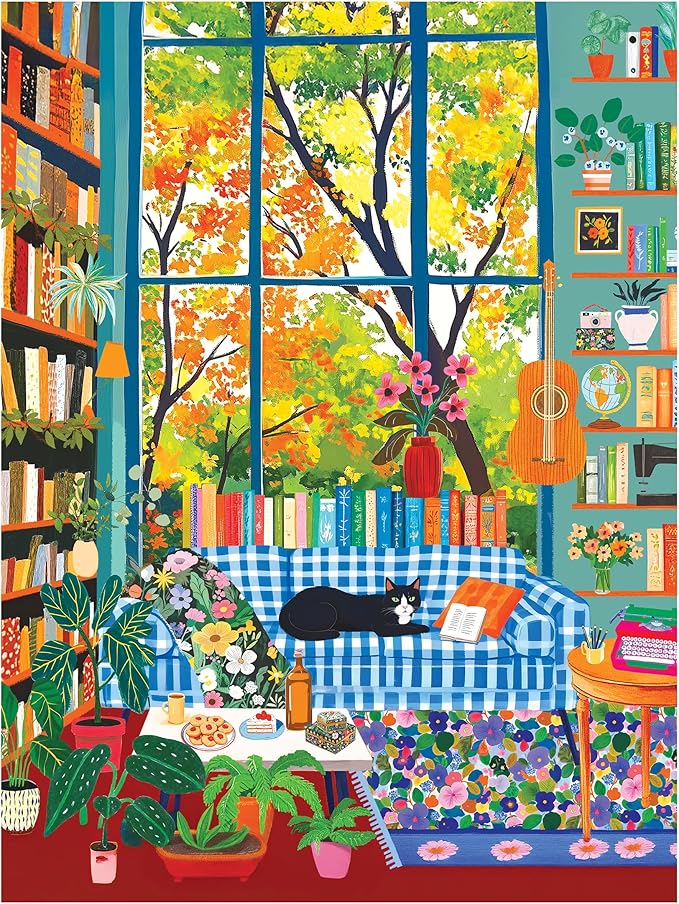 RoseArt - Vertical Visions - Cozy Reading Room - 500 Piece Jigsaw Puzzle - Warm & Inviting Book Nook Puzzle for Adults