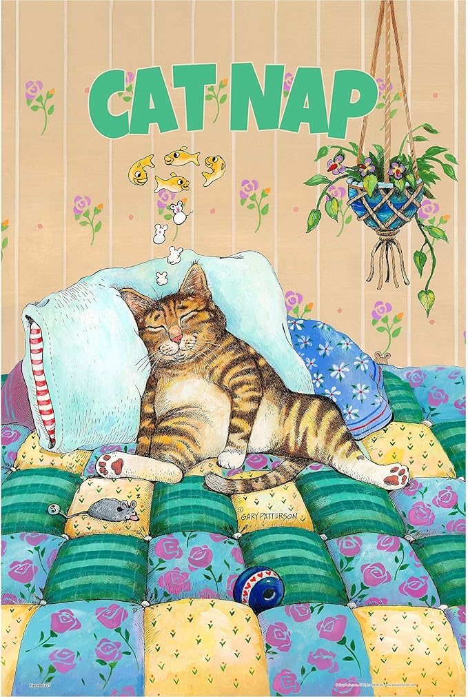 PieceRelax PieceClicks Plastic Jigsaw Puzzle for Adults 500 Pieces - Gary Patterson - Cat Nap - 18.8 X 12.6 Inches, Most Satisfying Table Games, No Glue Needed [U1061]