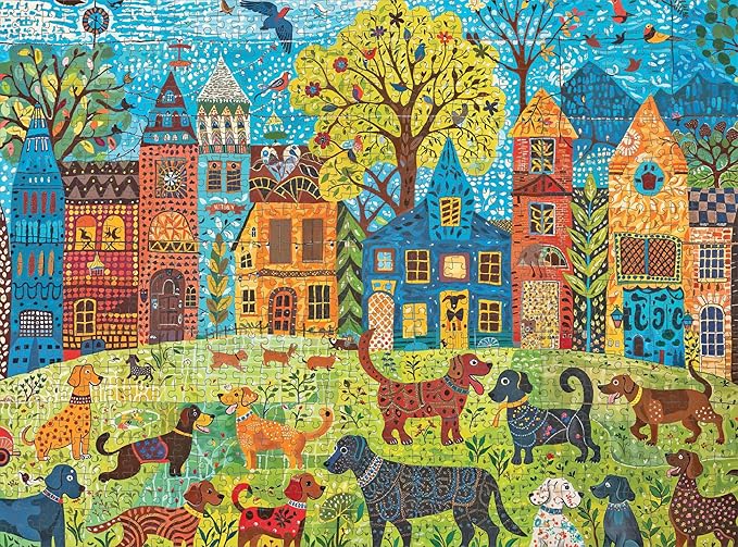 Cross & Glory - Colorful Canines: A Dog Park Day - 1000 Piece Jigsaw Puzzle for Adults | Whimsical | Premium Quality | Vibrant Design | Satin Finish | 20 x 27 Inches