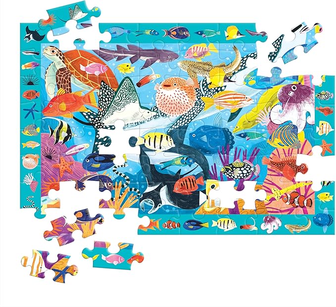 Mudpuppy Coral Reef — 64 Piece Search & Find Puzzle Featuring Diverse Marine Animals and Over 40 Hidden Images to Find for Ages 4+