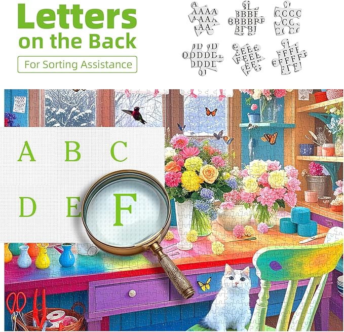 Colorful Flower Room 1000 Piece Puzzle for Adults, Fun Puzzles for Adults 1000 Pieces with HD Print Poster, 27.5" X 19.7" Dust Free, for Gifts Birthday Holiday Party Family Games Lovers