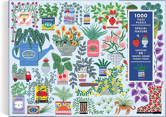 Planter Perfection 1000 Piece Puzzle with Shaped Pieces from Galison - 27” x 20” Puzzle with 20 Uniquely Shaped Pieces, Colorful Artwork, Thick & Sturdy Pieces, Challenging & Fun Activity for Adults
