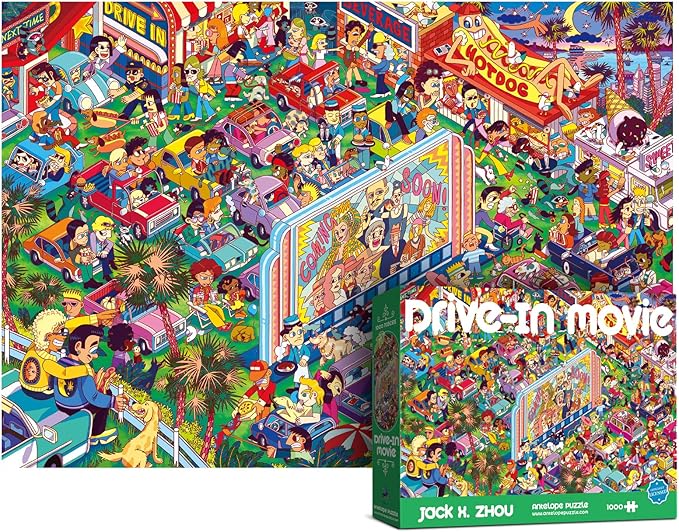 Antelope 2 in 1 1000 Piece Puzzle Bundle - Cat Castle & Drive In Movie