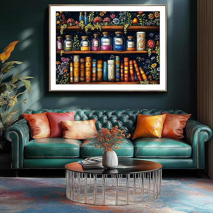 MINIWAN Vintage Witchy Apothecary Shelf 1000 Piece Jigsaw Puzzle for Adults, Mushroom Botanical Flower Magic Elixir Jigsaw Puzzle, Gift for Puzzle Lovers 27.5x19.7 Inch