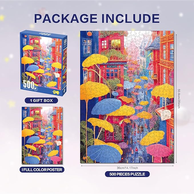 500 Piece Jigsaw Puzzle for Adults, Thick Pieces with Stunning Imagery, Full Color Bonus Poster, Perfect for Family Fun and Gift Giving!