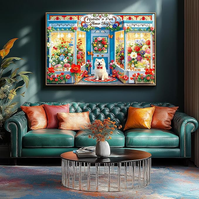 Spring Flower Shop 1000 Piece Puzzles for Adults Clearance, Fun Spring Puzzles for Adults 1000 Pieces with HD Print & Poster, 27.5" X 19.7" Dust Free, for Gifts Halloween Christmas Family Games