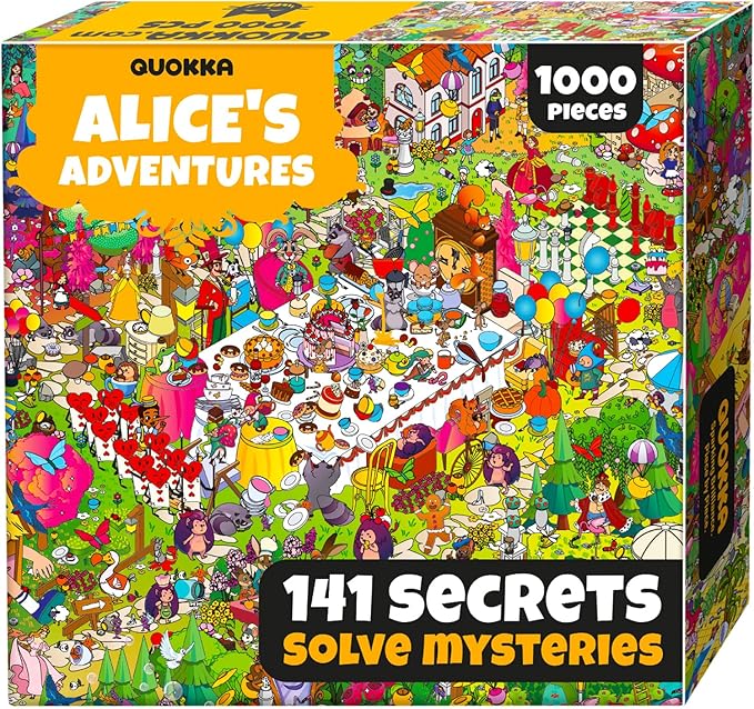 QUOKKA 1000 Piece Jigsaw Puzzle for Adults Alice in Wonderland – Puzzles for Adults 1000 Pieces Premium Box Packaging - Extra Fun Hidden Secrets & Audio Story – Perfect Relaxation Creativity Gift
