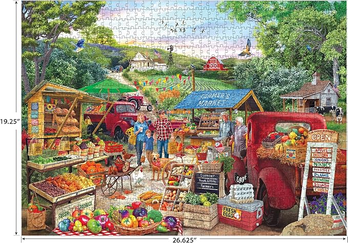 RoseArt - Kodak Premium - Red Trucks Farm Market - 1000 Piece Jigsaw Puzzle for Adults