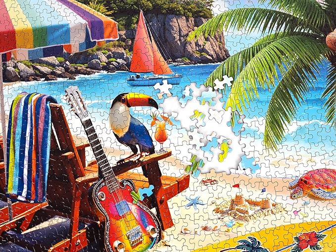 Springbok Tropical Paradise 1000 Piece Jigsaw Puzzle for Adults - Relaxing Beach Scene - Unique Cut Pieces - Made in USA