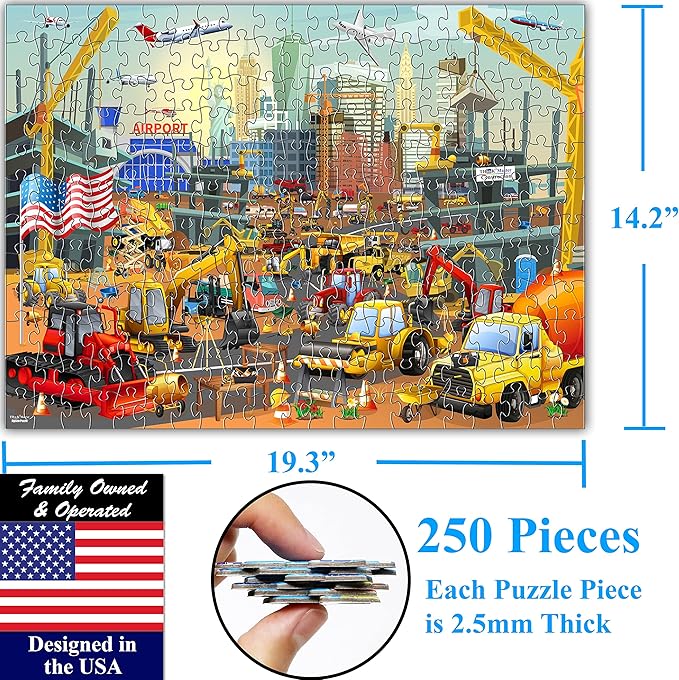 Think2Master Construction in New York City, USA 250 Pieces Jigsaw Puzzle. Great Puzzle for Adults and Seniors. Easier to Handle Larger Pieces. Size: 14.2” X 19.3”