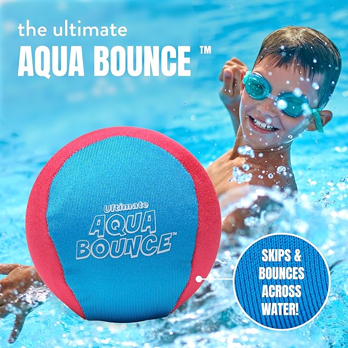 Activ Life Ultimate 2 Pack Larger 3” Water Skip Balls - Bouncing Balls for Swimming Pool & Beach Fun - Designs Include Baseball, Basketball, Volleyball, and Tennis for Kids, Friends, and Family