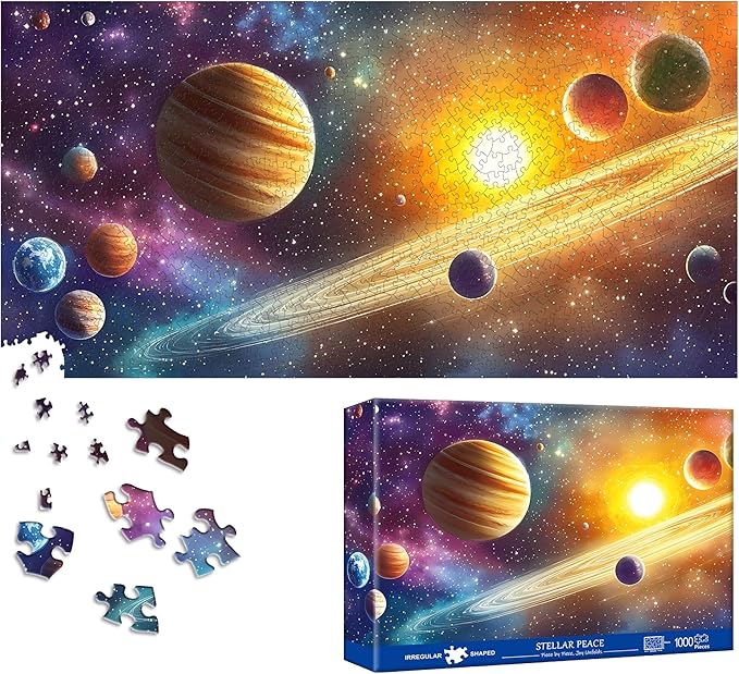 Bimkole Planet Puzzles for Adults 1000 Pieces, Universe Paper Jigsaw Puzzle 1000 Pieces - Fun and Challenging Family Decoration Puzzle Great Gift Idea, Finished Size is 31.5 x 16.14 in