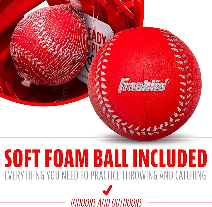 Franklin Sports Kids Baseball Gloves - RTP Youth Teeball Glove + Ball Set - Boys + Girls Teeball Mitt - Kids + Toddlers - 9.5"