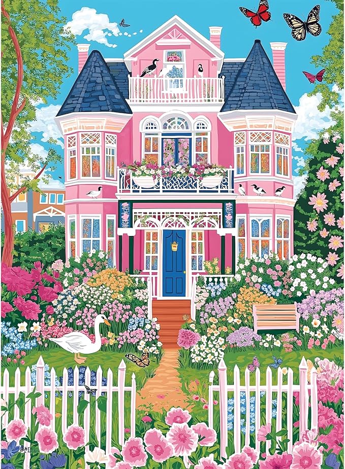 Puzzles for Adults 500 Pieces,Beautiful Manor Puzzle for Adults 500 Pieces,Spring Garden House Jigsaw Puzzles for Seniors, Perfect for Game Nights Giving Puzzles,20.5x15 in