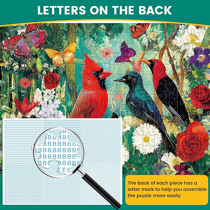 Puzzles 300 Pieces for Adults, 300 Piece Bird Garden Adult Puzzles Jigsaw Puzzle, Recycled Cardboard Puzzle Game, Family Activity Night, Great Gift Toy for Family, Friends, Kids, 20.5 * 15 Inch