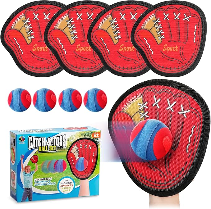 DISHIO Toss and Catch Ball Game Outdoor, Yard Games Beach Toys Pool Toddler Baseball Glove & Catch Ball Toys