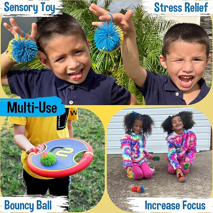 Easter Basket Stuffers - Stringy Balls & Sensory Toys 8 Pack - Easter Egg Fillers for Ages 3 4 5 6 7 8 + Easter Gifts for Kids - Best Toddler Fidget Toys for Boys & Girls - Monkey Balls Fidget Toys